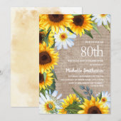 Zonnebloemen Daisies Burlap Land 80th Birthday Kaart (Voorkant / Achterkant)