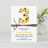 Zonnebloemen & Daisies DRIE 3 3e verjaardag Kaart (Staand voorkant)