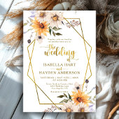 Zonnebloemen Daisies Herfst Bloemen Goud Lijst bru Kaart