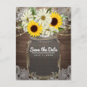 Zonnebloemen Daisies Mason Jar Sparkle Save the Da Aankondigingskaart (Voorkant)