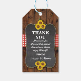 Zonnebloemen Dank je Label Favor Wood Weddenschap Cadeaulabel