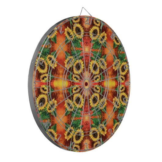 Zonnebloemen Dart Board - Schilderen Dartbord (Voorkant Links)
