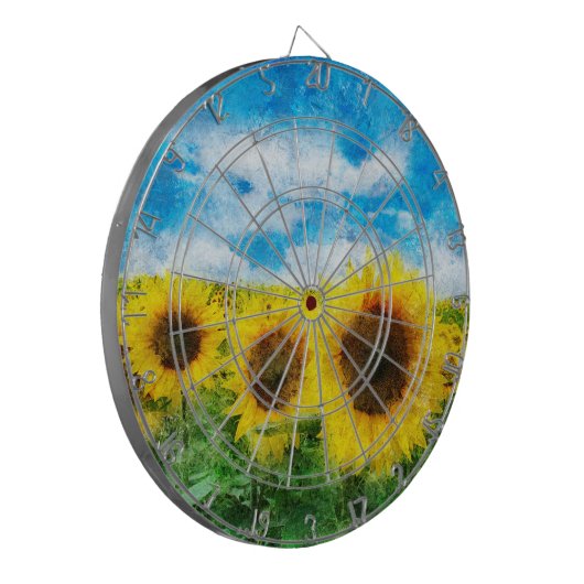 Zonnebloemen Dartbord (Voorkant Links)
