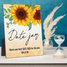 Zonnebloemen Datum Jar sign Tabletop Plaque