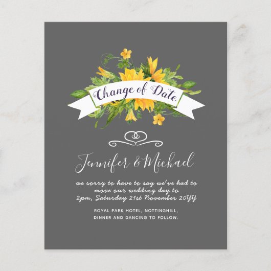 Zonnebloemen Datum Uitstel plannen Opmerking (Voorkant)