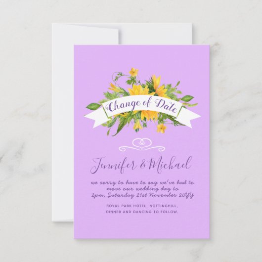 Zonnebloemen Datum Uitstel plannen Opmerking (Voorkant)