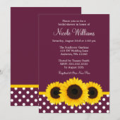 Zonnebloemen Deep Mulberry Polka Dot Vrijgezellenf Kaart (Voorkant / Achterkant)