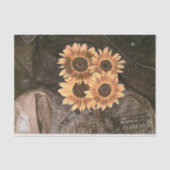 Zonnebloemen Denim Yellow Brown Rustige kunst Tissuepapier (Voorkant)