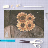 Zonnebloemen Denim Yellow Brown Rustige kunst Tissuepapier (Craft)