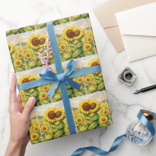Zonnebloemen die elkaar omhelzen cadeaupapier