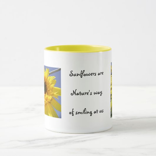 Zonnebloemen die glimlachen mok (Midden)