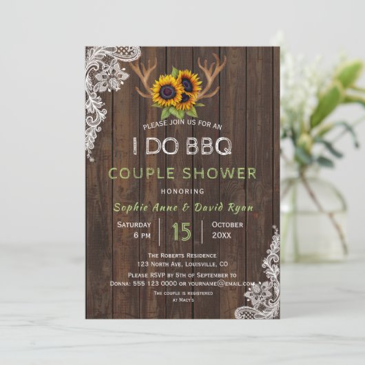 Zonnebloemen die ik doe met de BBQ Couple Shower Kaart (Staand voorkant)