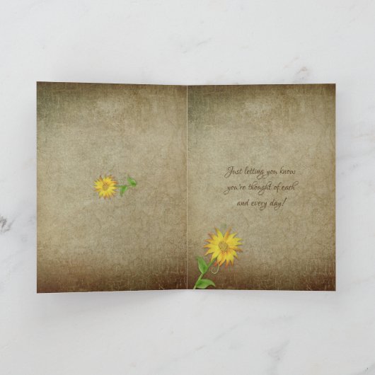 Zonnebloemen - Dinken van uzelf - bruine texturen Kaart (Binnen)