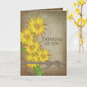 Zonnebloemen - Dinken van uzelf - bruine texturen Kaart (Gele Bloem)