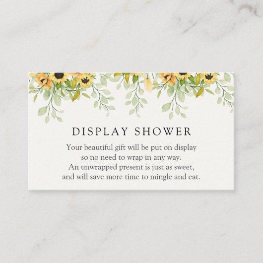 Zonnebloemen Display Douche Enclosure Card Informatiekaartje (Voorkant)