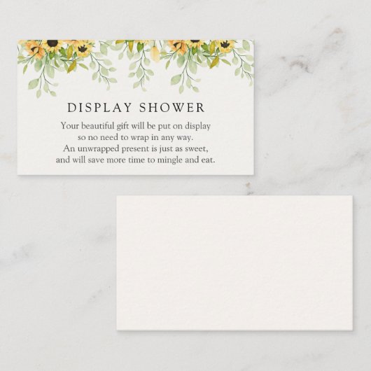 Zonnebloemen Display Shower Enclosure Card Informatiekaartje (Voorkant / Achterkant)