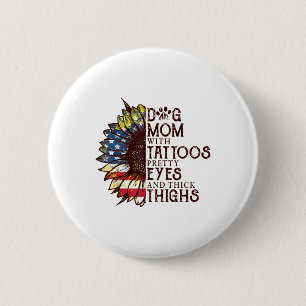 Zonnebloemen doen mama met Tattoos ogen en de Ronde Button 5,7 Cm