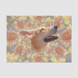 Zonnebloemen Dog Cute Yellow Floral Elegant Fine A Tissuepapier