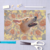 Zonnebloemen Dog Cute Yellow Floral Elegant Fine A Tissuepapier (Craft)