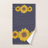 Zonnebloemen, donkerblauw bad handdoek (Handdoek)