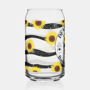 Zonnebloemen dood van binnen, maar cafeïnevrij blikvorm glas