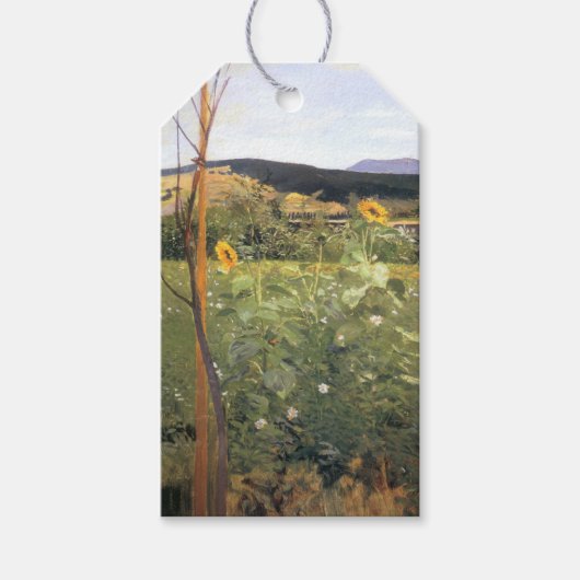 Zonnebloemen (door Jacek Malczewski) Cadeaulabel (Voorkant)