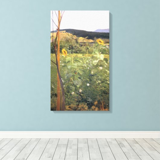 Zonnebloemen (door Jacek Malczewski) Canvas Afdruk (Insitu (Houten vloer))