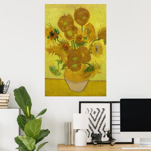 Zonnebloemen door Van Gogh schilderende kunst Poster (Thuiskantoor)