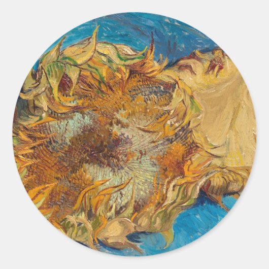 Zonnebloemen door Van Gogh schilderende kunst Ronde Sticker (Voorkant)