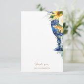 Zonnebloemen Douche Blank Dank u Bedankkaart (Staand voorkant)