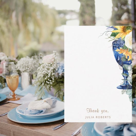 Zonnebloemen Douche Blank Dank u Bedankkaart