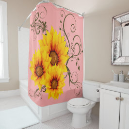 Zonnebloemen douchegordijn