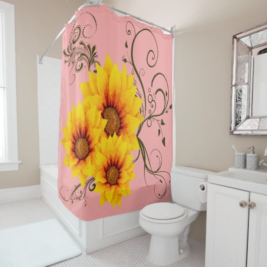 Zonnebloemen douchegordijn (In situ)