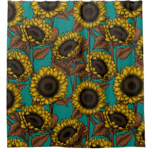 Zonnebloemen Douchegordijn (Voorkant)