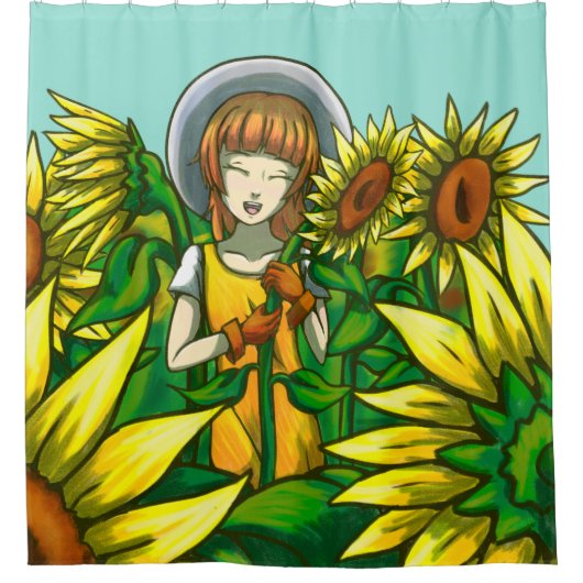 Zonnebloemen Douchegordijn (Voorkant)