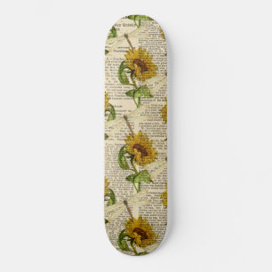 Zonnebloemen Dragonflies Old Newspaper Country Sty Persoonlijk Skateboard