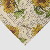 Zonnebloemen Dragonflies Old Newspaper Country Sty Tissuepapier (Detail)