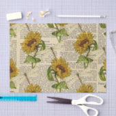 Zonnebloemen Dragonflies Old Newspaper Country Sty Tissuepapier (Craft)
