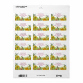 Zonnebloemen Dragonfly Yellow Waterverf Flowers Etiket (Full Sheet)