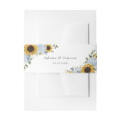 Zonnebloemen Dusty Blue Floral Rustic Wedding Uitnodigingen Wikkel (Voorkant Voorbeeld)