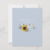 Zonnebloemen Dusty Blue Flowers Elegant Wedding Kaart (Achterkant)