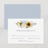 Zonnebloemen Dusty Blue Flowers Rustic Wedding RSV Kaart (Voorkant / Achterkant)