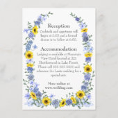 Zonnebloemen, Dusty Blue Roos Border Wedding Detai Informatiekaartje (Voorkant)