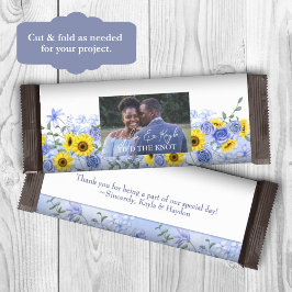 Zonnebloemen, Dusty Blue Wedding Snoep Bar Wrapper Flyer