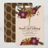  zonnebloemen, eerste verjaardag kaart (Voorkant / Achterkant)