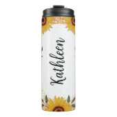 Zonnebloemen Eigen naam Thermosbeker (Voorkant)