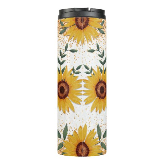 Zonnebloemen Eigen naam Thermosbeker (Achterkant)