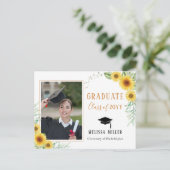 Zonnebloemen Elegant Afstuderen foto Feestdagenkaart (Staand voorkant)