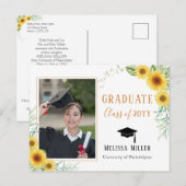 Zonnebloemen Elegant Afstuderen foto Feestdagenkaart (Voorkant / Achterkant)