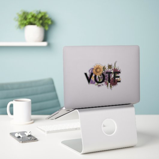  zonnebloemen Elegant Feminine Go Vote Sticker (Laptop op bureau)